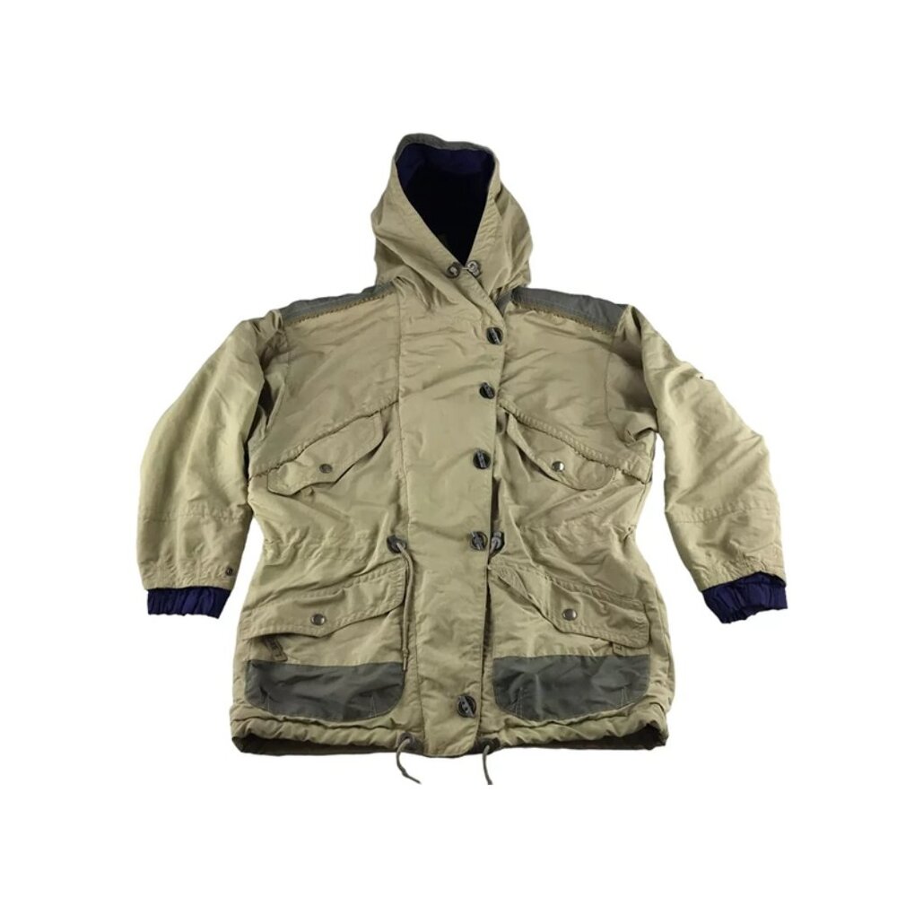 Degre 7 Womens Beige Long Sleeve Full Zip Hooded Windbreaker‎ Winter Coat Size 6